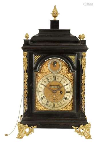 PETER WISE, LONDON. A GEORGE II EBONISED BRACKET CLOCK WITH ...