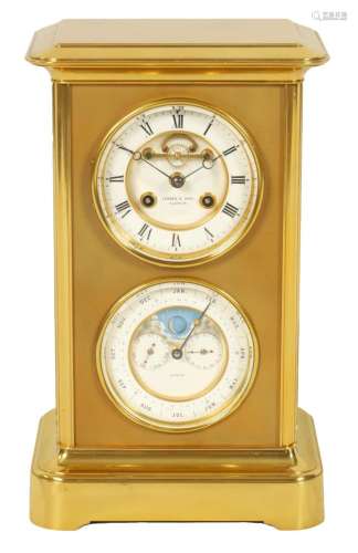 A LATE 19TH CENTURY FRENCH FOUR-GLASS MANTEL CLOCK WITH CALE...