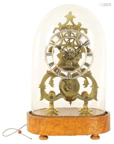 A 19TH CENTURY SINGLE FUSEE MUSICAL SKELETON CLOCK