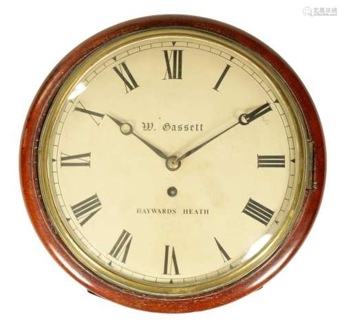 A REGENCY 10" CONVEX DIAL FUSEE WALL CLOCK