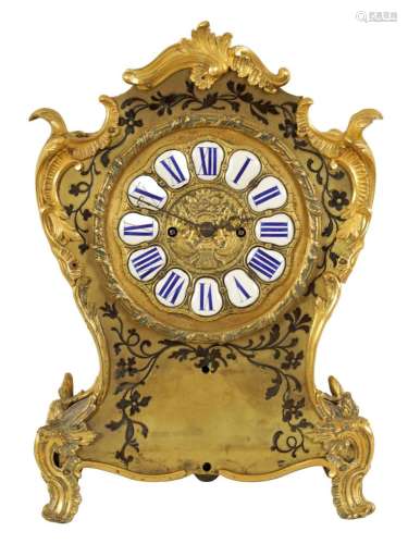 A MID 19TH CENTURY ENGLISH DOUBLE FUSEE BOULLE MANTEL CLOCK