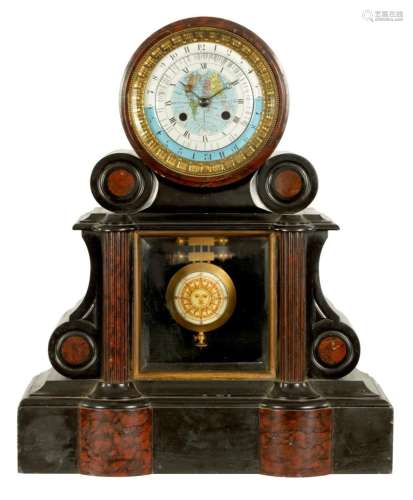 A RARE LATE 19TH CENTURY FRENCH BLACK AND ROUGE MARBLE  WORL...