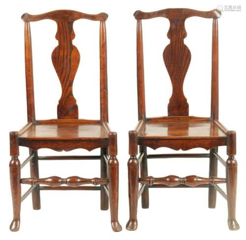 A PAIR OF MID 18TH CENTURY SHROPSHIRE ELM SIDE CHAIRS