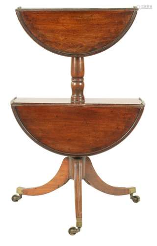 A GEORGE III MAHOGANY TWO TIER FOLDING DUMBWAITER