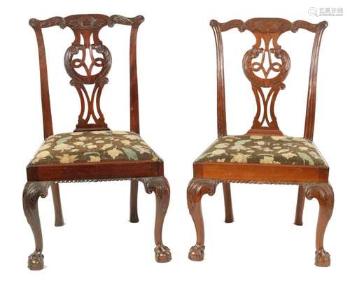 A PAIR OF GEORGE III MAHOGANY SIDE CHAIRS