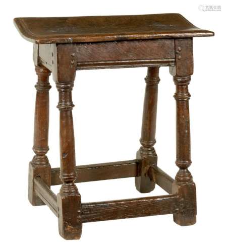 AN EARLY 18TH CENTURY OAK JOINT STOOL
