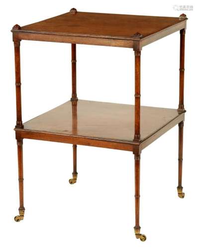 A GEORGE III MAHOGANY TWO-TIER WHATNOT