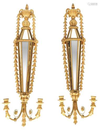 A PAIR OF 19TH CENTURY FRENCH GILT WOOD GIRANDOLES