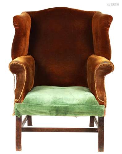 A GEORGE III MAHOGANY GENTLEMANÕS WING BACK ARMCHAIR