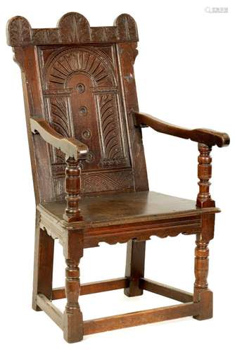 A LATE 17TH CENTURY OAK WAINSCOT CHAIR