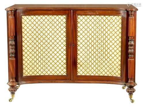 A WILLIAM IV CONCAVE FRONTED MAHOGANY SIDE CABINET