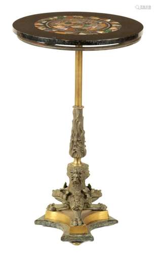 A 19TH CENTURY SPECIMEN MARBLE TOPPED BRONZE AND ORMOLU OCCA...