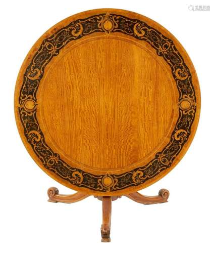 A FINE MID 19TH CENTURY FIGURED SATINWOOD MARQUETRY INLAID C...