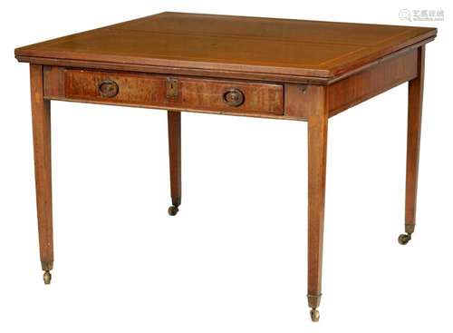 A GOOD GEORGE III INLAID MAHOGANY COUNTRY HOUSE RENT TABLE I...