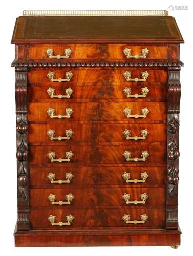 A 19TH CENTURY MAHOGANY COUNTRY HOUSE ESTATE CLERK S CHEST