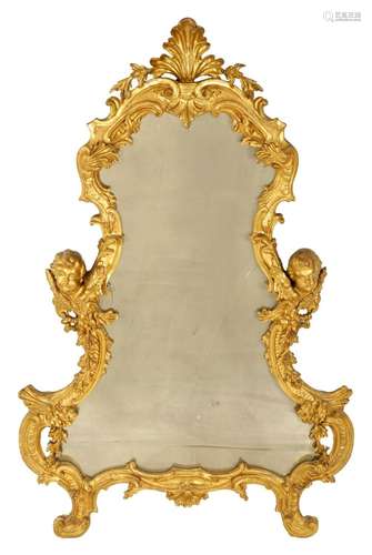 A GOOD GEORGE III CARVED GILT WOOD CONSOLE MIRROR