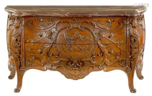 A FINE LATE 18TH/EARLY 19TH CENTURY FRENCH CARVED OAK COMMOD...