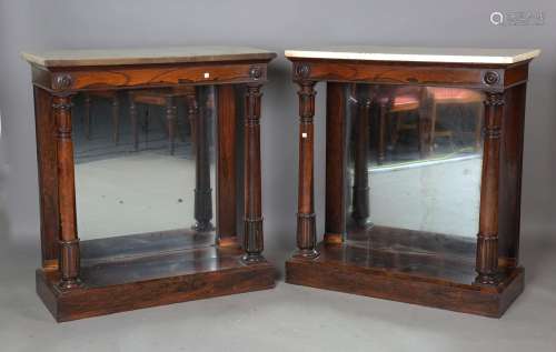 A pair of Regency rosewood pier tables