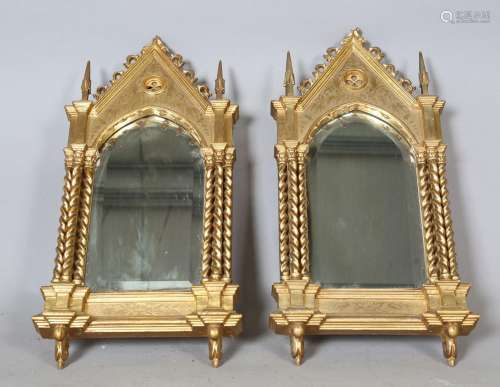 A pair of late 19th century Gothic Revival giltwood and gess...