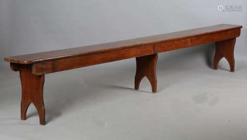 A pair of late 19th century stained pine benches