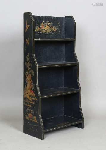 A small late 20th century chinoiserie waterfall open bookcas...