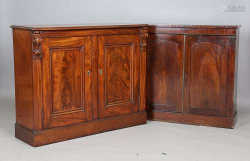 A Victorian figured mahogany side cabinet