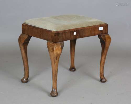 A George V walnut rectangular stool