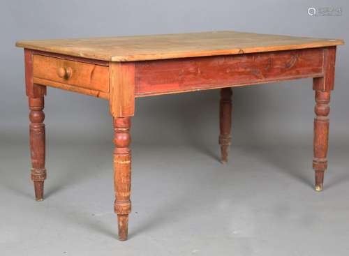 A late Victorian pine kitchen table