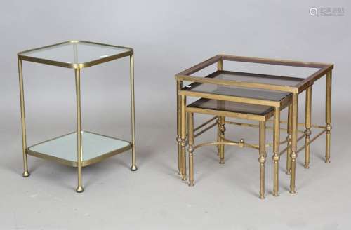 A mid/late 20th century brass two-tier occasional table with...