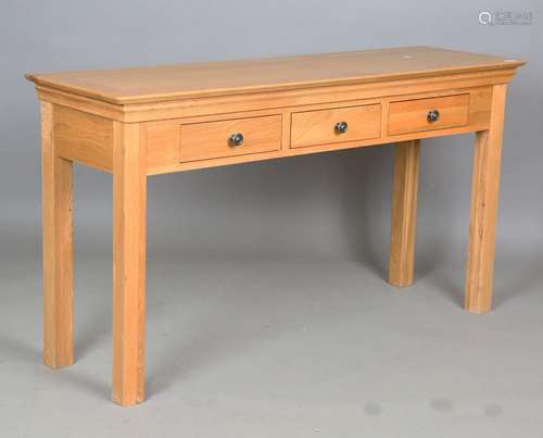 A modern Shaker style oak hall table