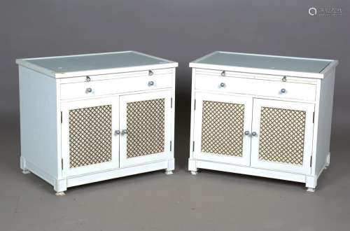 A pair of late 20th century white painted bedside cabinets