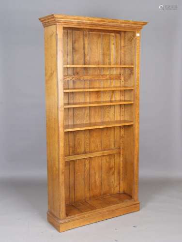 A modern solid oak open bookcase by Batheaston Bespoke Furni...