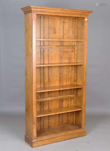 A modern solid oak open bookcase by Batheaston Bespoke Furni...