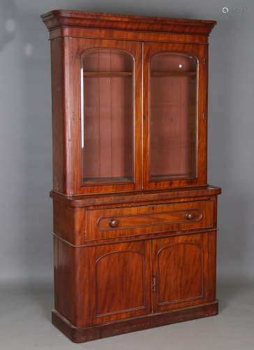 A mid-Victorian mahogany secrétaire bookcase cabinet