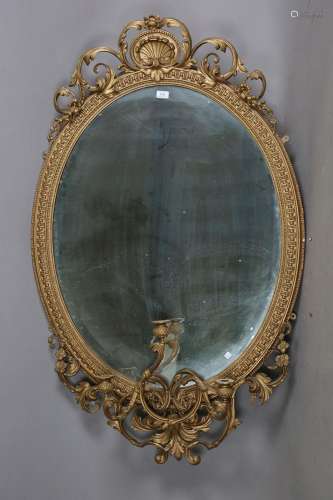 A late Victorian gilt composition oval girandole wall mirror