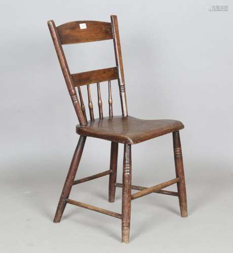 An early 19th century American part-painted beech and elm si...