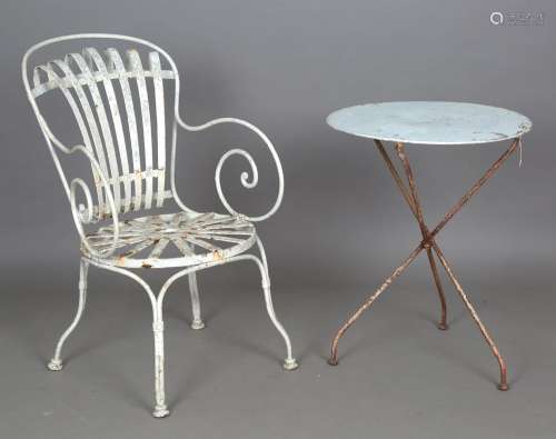 A 20th century French white painted wrought iron garden chai...