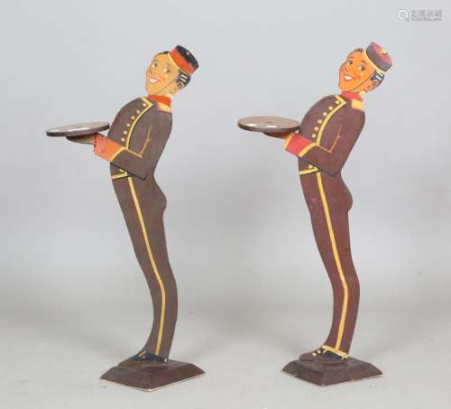 A pair of 1930s style painted wooden dumb waiters