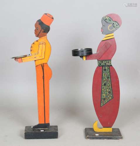 A 20th century polychrome painted wooden visiting card stand