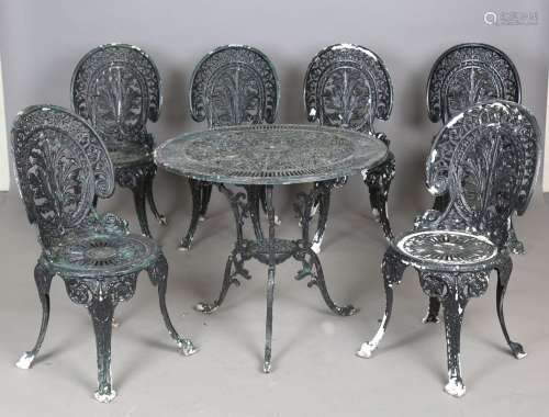 A 20th century Victorian style cast alloy garden table