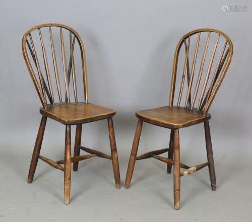 A pair of 19th century provincial ash and fruitwood stick ba...