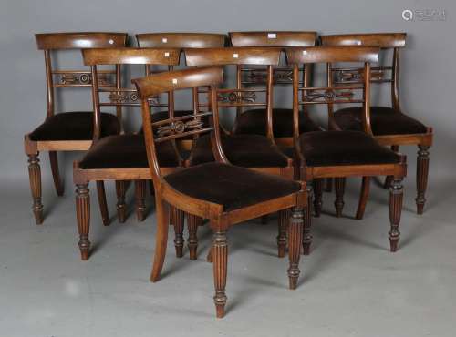 A set of eight William IV mahogany bar back dining chairs