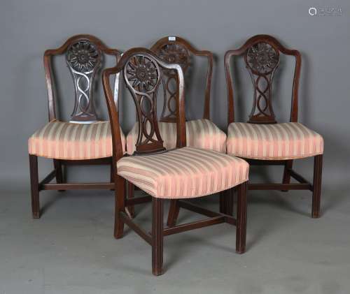 A set of four George III style mahogany dining chairs