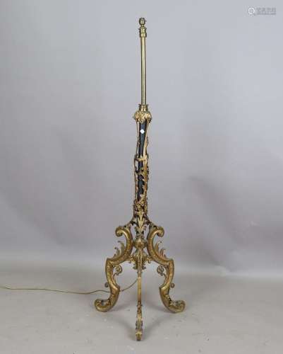 A late 19th century Rococo Revival gilt metal mounted lamp s...