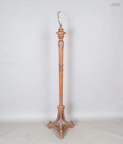 A George V walnut lamp standard