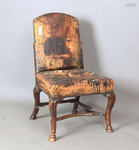 An early 20th century George I style walnut hall chair