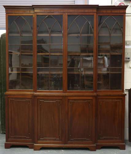 A late 19th century mahogany library bookcase cabinet