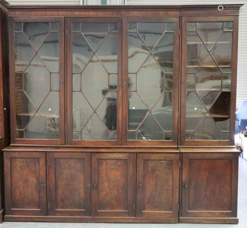 A mid-19th century mahogany library bookcase cabinet