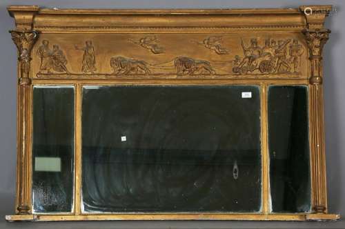 A 19th century gilt painted composition overmantel mirror