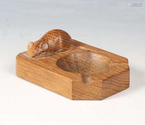 A Robert 'Mouseman' Thompson oak ashtray, length 10cm.